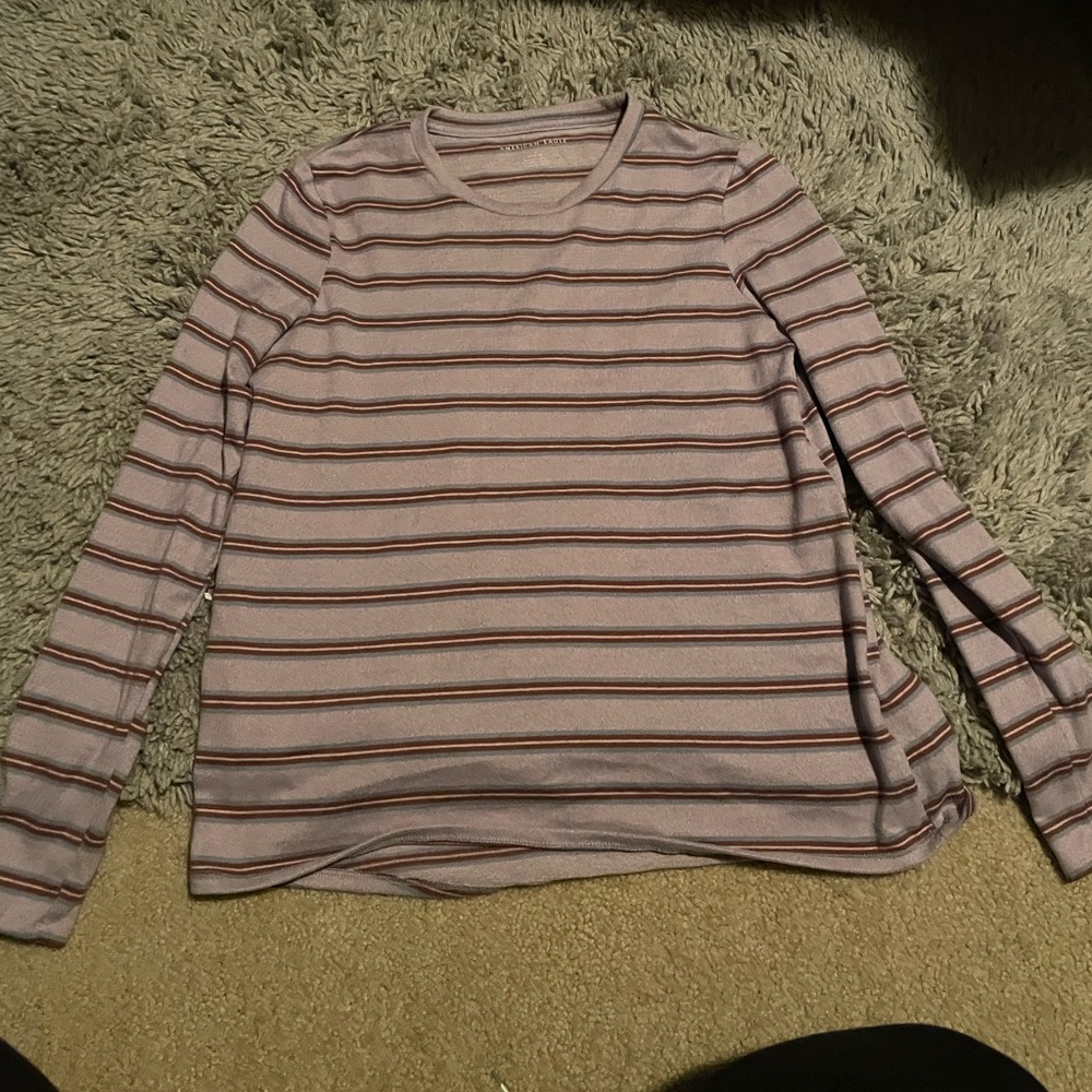 Purple striped long sleeve top